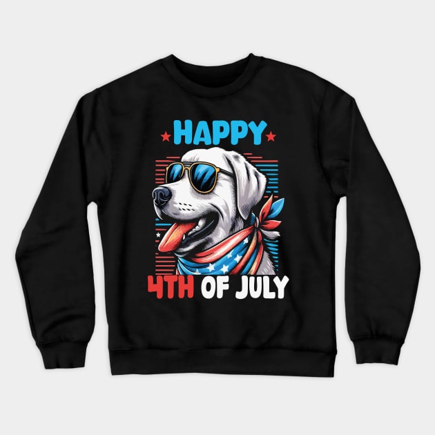 Happy 4th of July Patriotic American Labrador Retriever Cute Crewneck Sweatshirt by JUST PINK